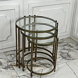 Oliva Zigon Sehpa -Eskitme Gold