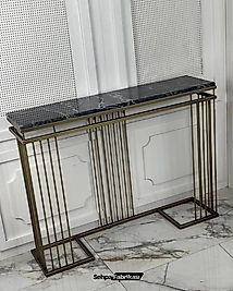 Çubuklu Dresuar - Eskitme Gold / Siyah Mermer