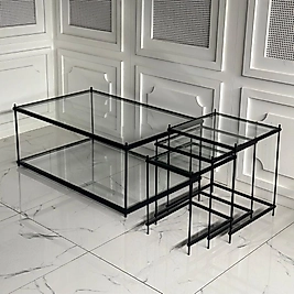 İnta Orta Sehpa / İnta Zigon Sehpa Takımı - Siyah