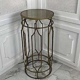 Sütun Yan Sehpa - Eskitme Gold