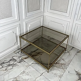 İnta Orta Sehpa - Eskitme Gold (kare)