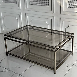 Versace Orta Sehpa - Eskitme Pirinç