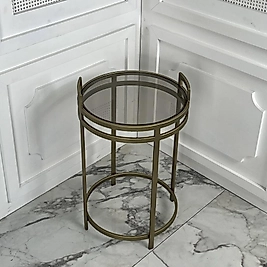 Peno Kulplu Yan Sehpa - Bronz Camlı