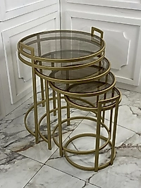 Velto Zigon Sehpa - Gold 4lü