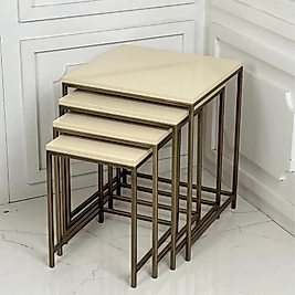 TRİO ZİGON  KREM MDF TABLALI ( eskitme gold)