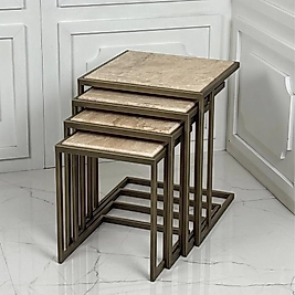 TRAVERTENLİ PLANE ZİGON 4lü(Eskite Gold)