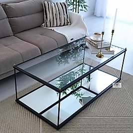 İnta Orta Sehpa - Siyah (Gold Detaylı)