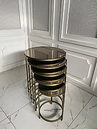 Oliva X Zigon Sehpa 5'li - Eskitme Gold