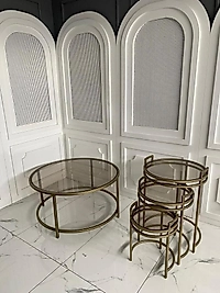 Peno Zigon Sehpa / Oliva Orta Sehpa - Eskitme Gold