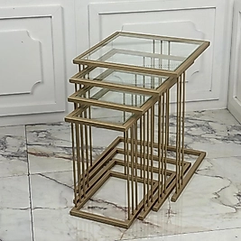 Çubuklu Zigon Sehpa 4lü ( pirinç)