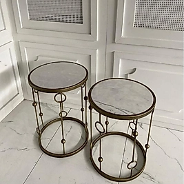 Elegant Yan Sehpa 2li- Mermerli