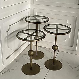 Art Yan Sehpa -Eskitme Gold (şeffaf camlı)