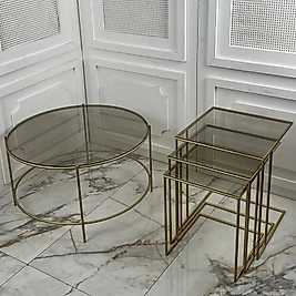 Lil Yuvarlak Orta Sehpa- Harmoni Zigon takımı -Gold