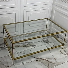İnta Orta Sehpa - Gold (şeffaf camlı)