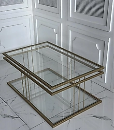 Dikdörtgen Eska Orta Sehpa - Gold