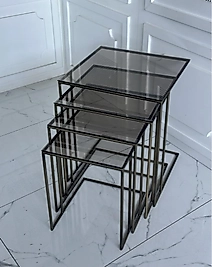 Harmoni Zigon Sehpa - 4lü - Eskitme Gold