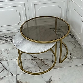 Rubby Orta Sehpa - -Gold (mermerli)